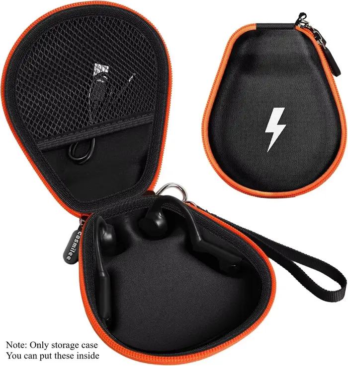 Étui pour écouteurs compatible Shokz OpenRun Pro/Standard/Mini, OpenMove, OpenSwim Pro, Raycon et autres écouteurs à conduction osseuse avec logo réfléchissant 3M et mousqueton pour mode de vie actif