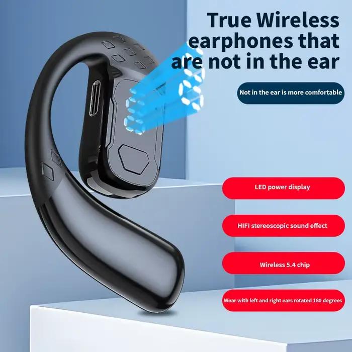 Casque sans fil 180 ° Rotation réglable gauche droite ouverte Bluetooth 5.4 oreille universelle écouteur micro Sport