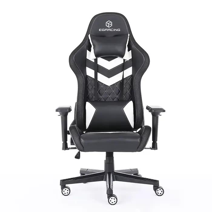 Chaise de jeu ergonomique en cuir PU noir pour bureau et gaming