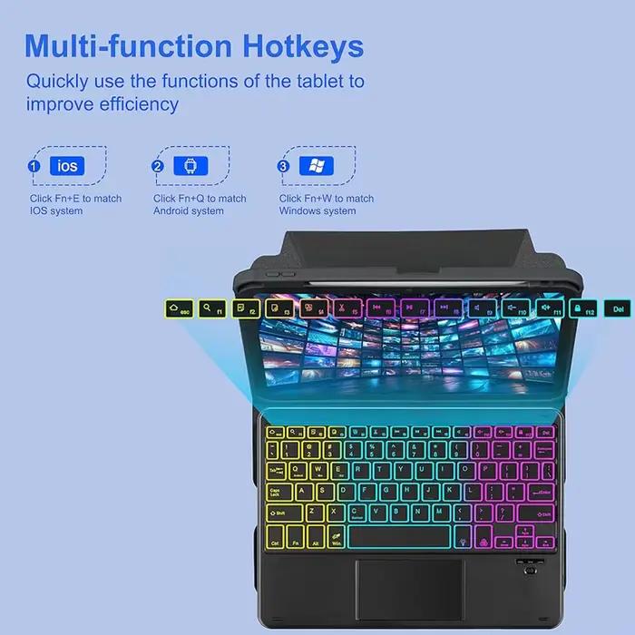 Étui rotatif avec clavier à pavé tactile pour iPad 10e et 11e génération housses claviers sans fil couleurs variées français espagnol anglais