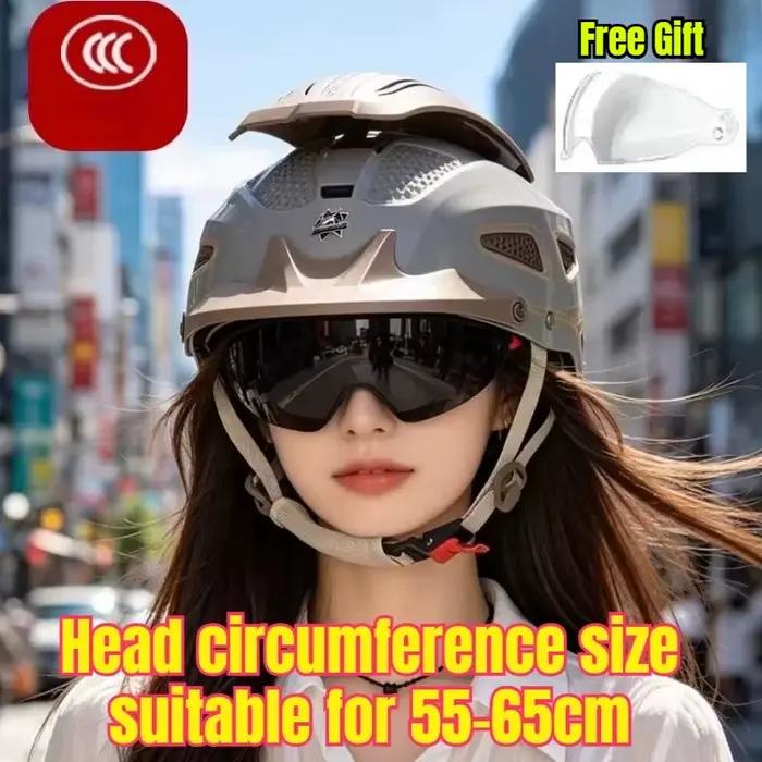 Casque Moto Demi-ouvert HOT pour Hommes et Femmes, avec Large Visière, pour Scooter Électrique et Moto
