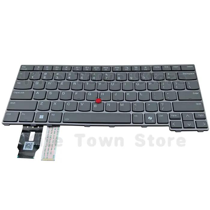 Nouveau clavier d'ordinateur portable US pour Lenovo ThinkPad T14 Gen 5 Gen 6 L14 Gen 5 Gen 6 P14s Gen 5 Gen 6 avec rétroéclairage et cadre gris AI KEY