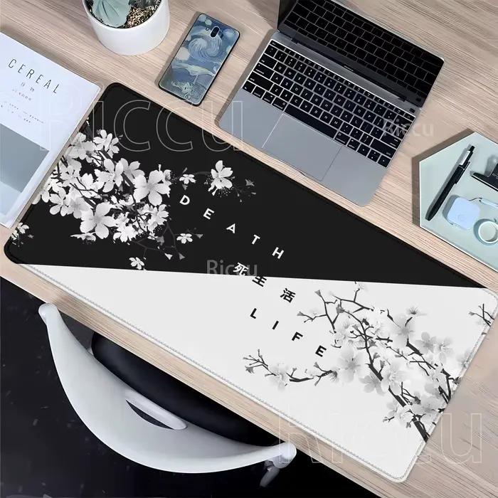 Tapis de souris vie et mort noir et blanc grand