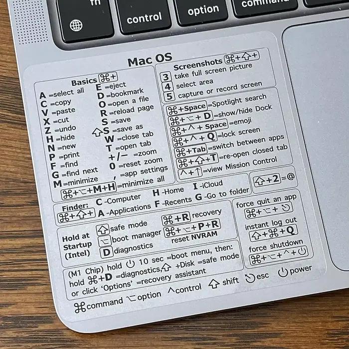 Autocollant de raccourci de clavier de référence Windows PC pour opération MAC OS