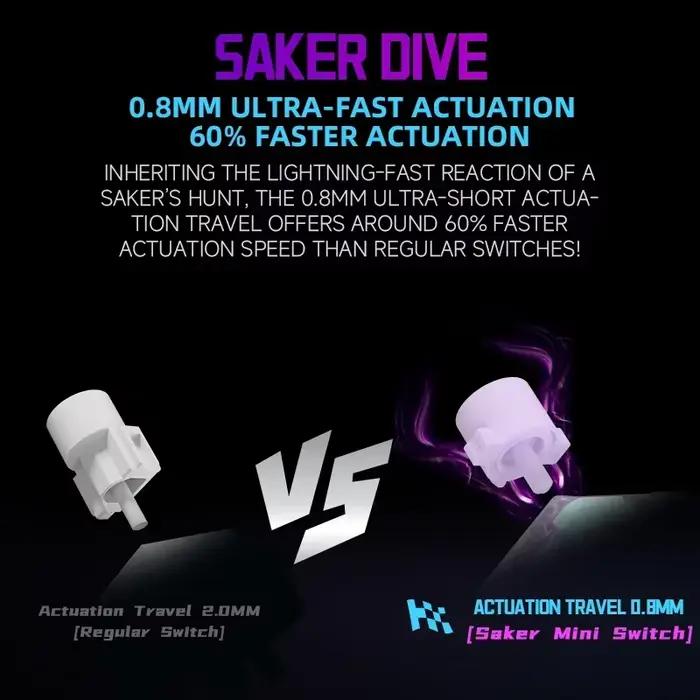 Kailh Saker Mini interrupteur linéaire clavier mécanique à profil bas Ultra-court voyage Total actionnement rapide pour Hitbox 1350 1353 siège