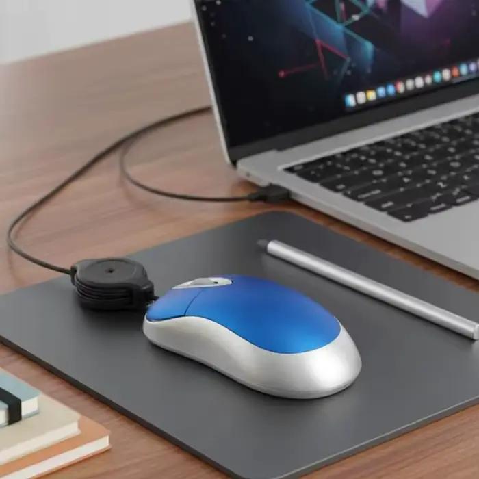 Mini souris filaire avec cordon rétractable