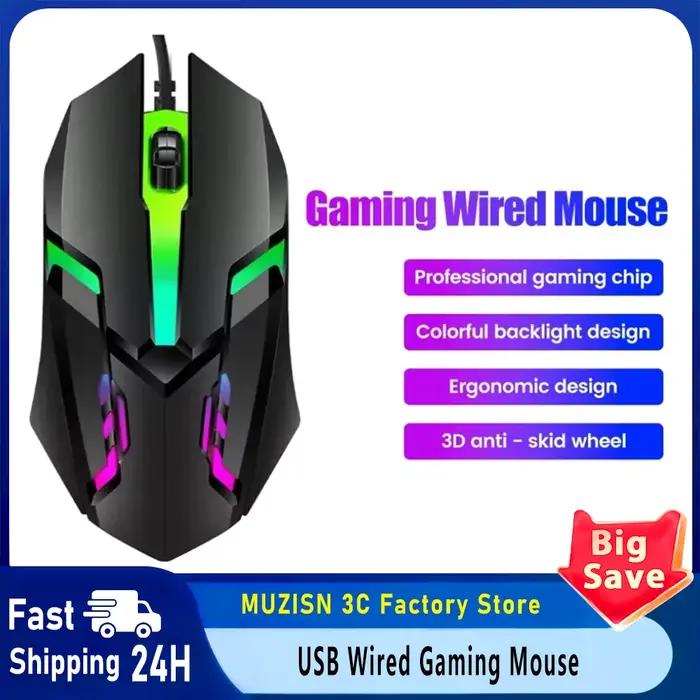Souris de jeu à bouton lumineux coloré USB LED