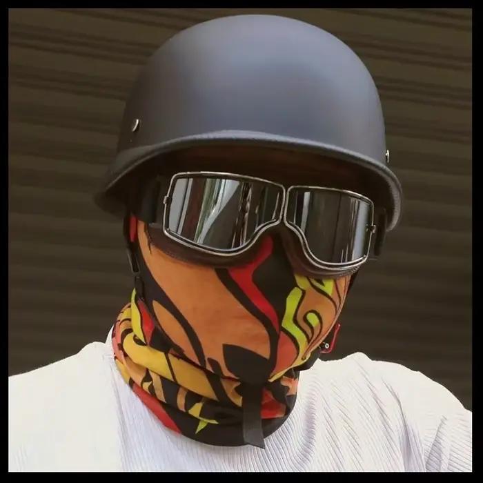 Casque de soldat allemand moto pour Harley rétro semi-casque casque de moto Certification d'été casque de traction voiture de croisière