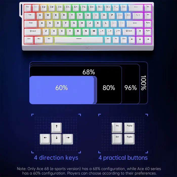 MCHOSE ACE 68 commutateur magnétique clavier de jeu effet Hall déclencheur rapide Programmable rvb 8K Hz
