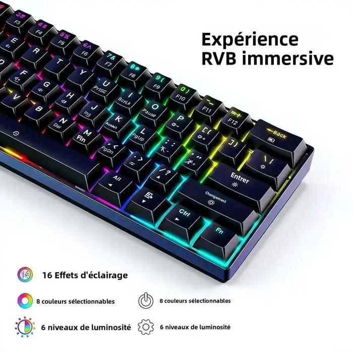 Clavier mécanique rétroéclairé RVB 61 touches