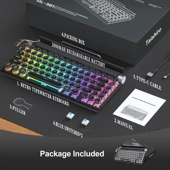 Clavier de jeu mécanique sans fil rétro