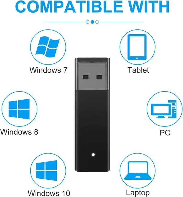 Adaptateur sans fil ONE S compatible avec Xbox One /S/X/Elite/ contrôleur pour Windows 10/8/7