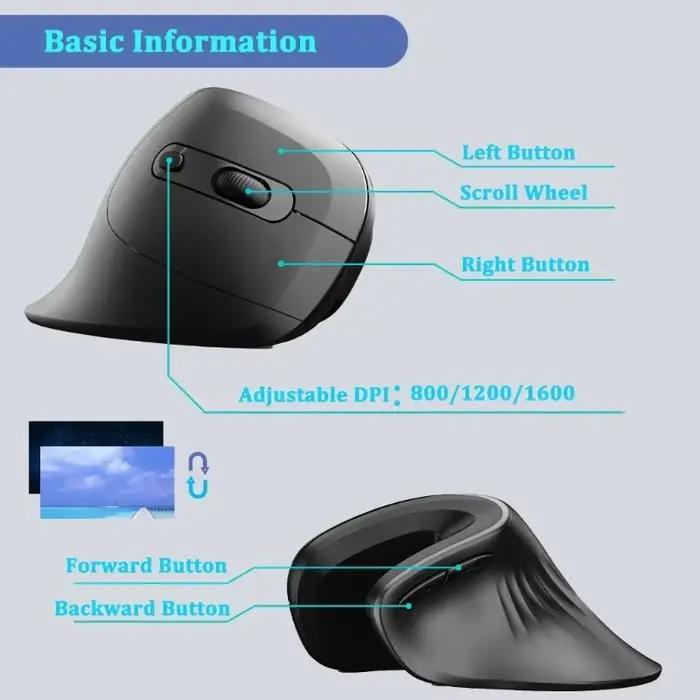 Souris ergonomique sans fil 2.4GHz