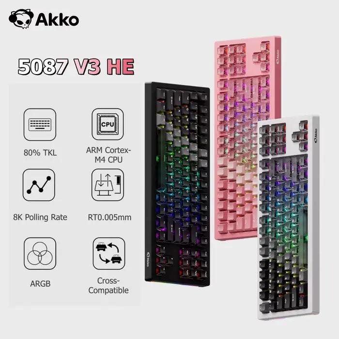 Clavier de jeu personnalisé Akko 5087 V3 HE sans fil 80% TKL à interrupteurs magnétiques