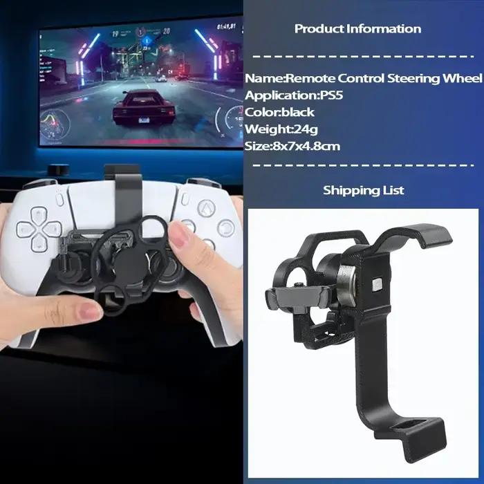 Mini volant PS5 pour contrôleur de jeu avec fonction de démarrage rapide, conception stable, port de chargement accessible, impression 3D haute précision, grande amplitude de mouvement et retour automatique, idéal pour les passionnés de jeux de course