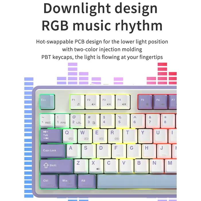 AJAZZ AK870 clavier mécanique Tri-mode rvb échangeable à chaud 1.06 pouces bouton d'écran personnalisable sans fil