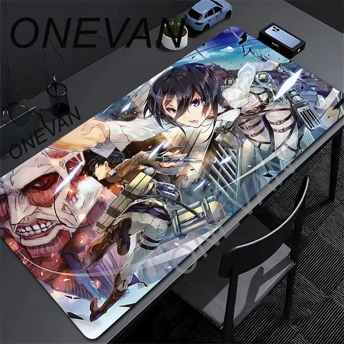 Tapis de Souris XXL Gaming Attack on Titan Anime avec Bordures Renforcées pour Ordinateur Portable et Clavier