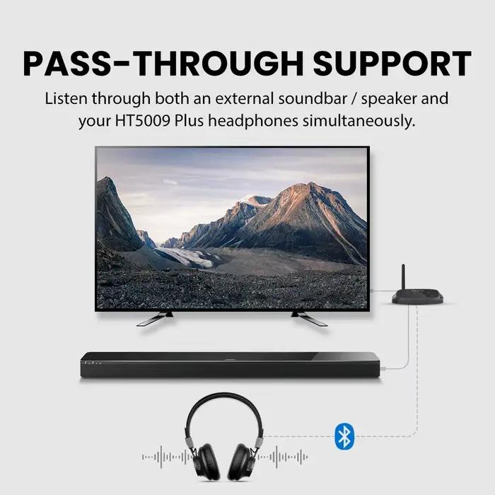 Avantree HT5009 Plus - Écouteurs sans fil pour regarder la télévision avec émetteur et station de charge séparée