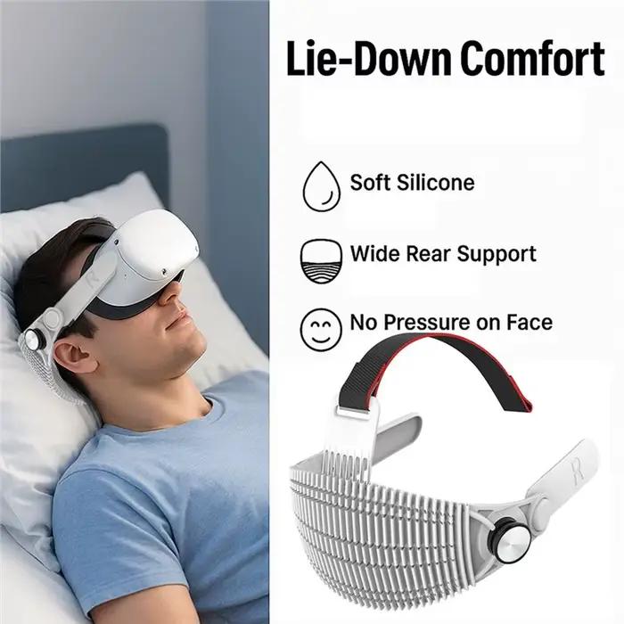Sangle de tête réglable en silicone souple B68C pour Meta Oculus Quest 2 VR