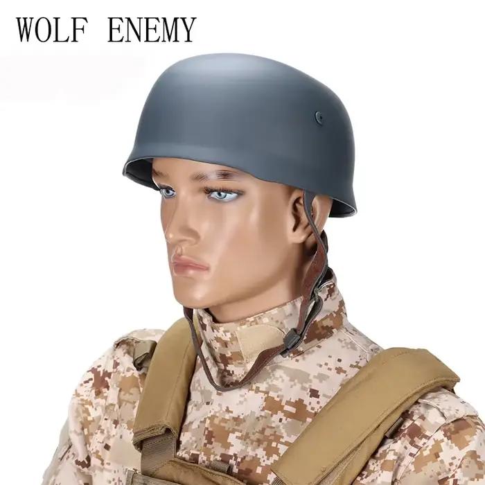 Casque de parachutiste gris avec doublure en cuir, casque en acier de la seconde guerre mondiale, Fallschirmjager M38, M38