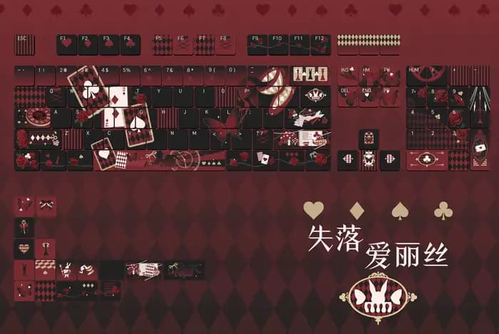 119 touches perdues Alice thème Keycaps Transparent Keycaps PC Keycap Original Cherry clavier UV KeysMade68 Mad68 Wooting 60