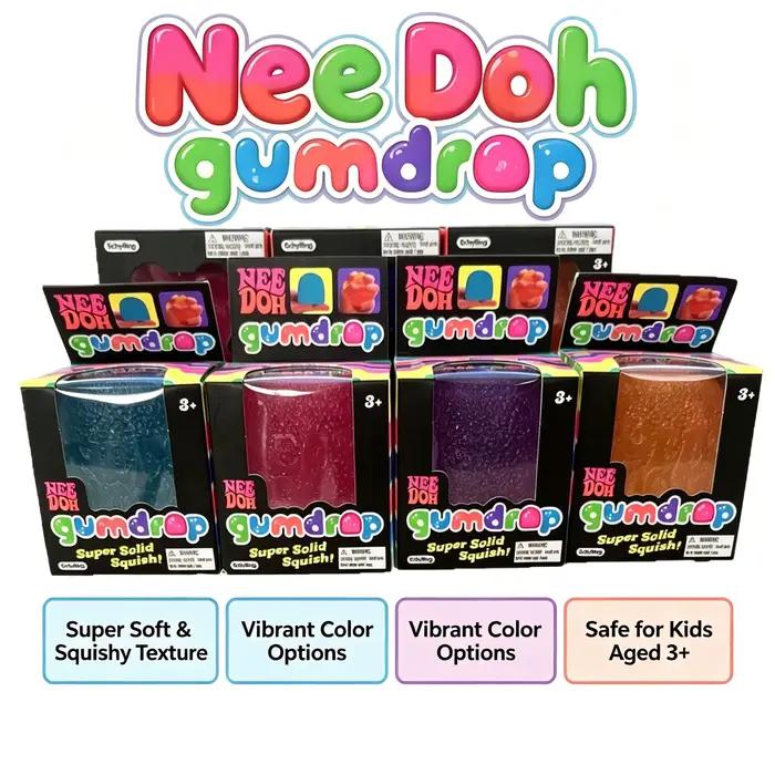 Schylling Mini Candy NeeDoh Gumdrop Jouet sensoriel souple anti-stress Balle à presser Boîte surprise