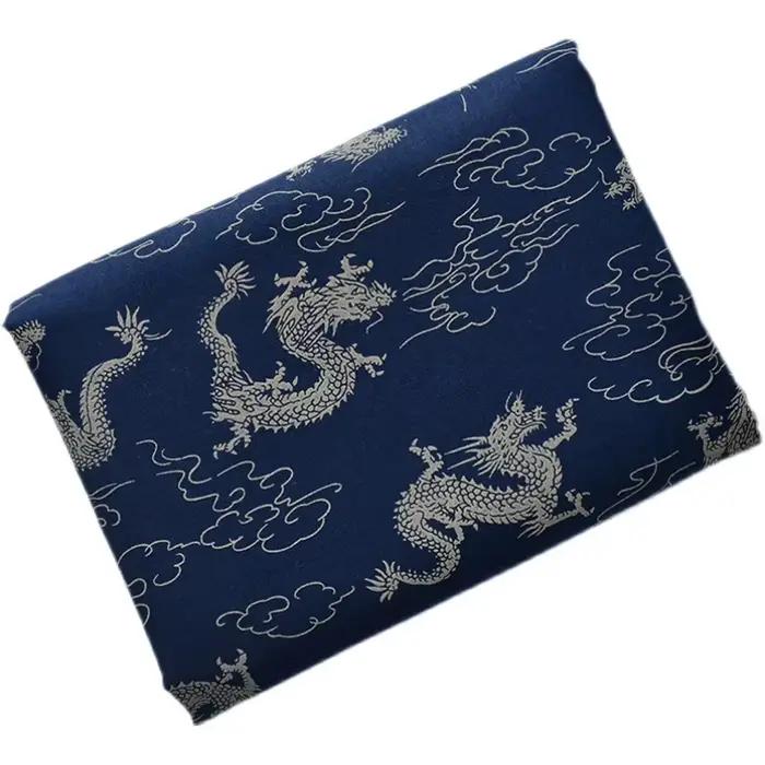 Tissu d'impression numérique géométrique en coton pur marine, matériaux japonais, impression de thé, vêtements faits à la main, par demi-mètre