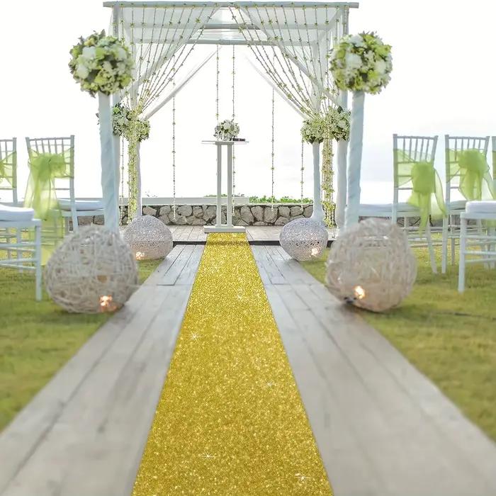 Tapis à paillettes de mariage doré de haute qualité, tapis Long de piste extérieure de Thanksgiving de noël de vacances, grand tapis personnalisé