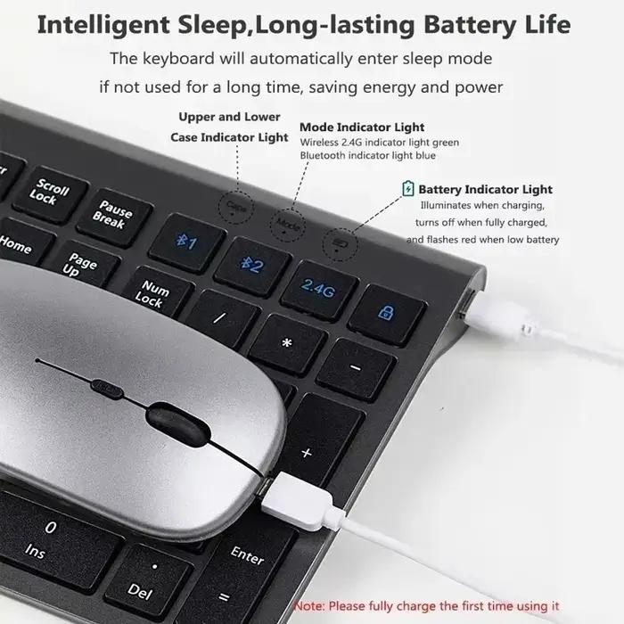 Ensemble clavier et souris sans fil Bluetooth 5.0 et 2.4G