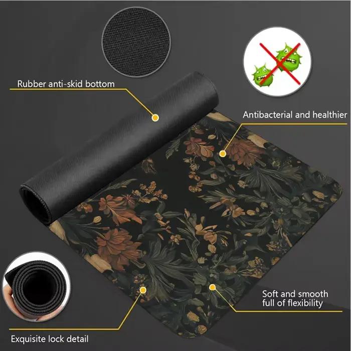 Tapis de souris vintage fleurs sauvages caoutchouc antidérapant lavable pour gamer et professionnel design floral durable pour bureau et ordinateur portable