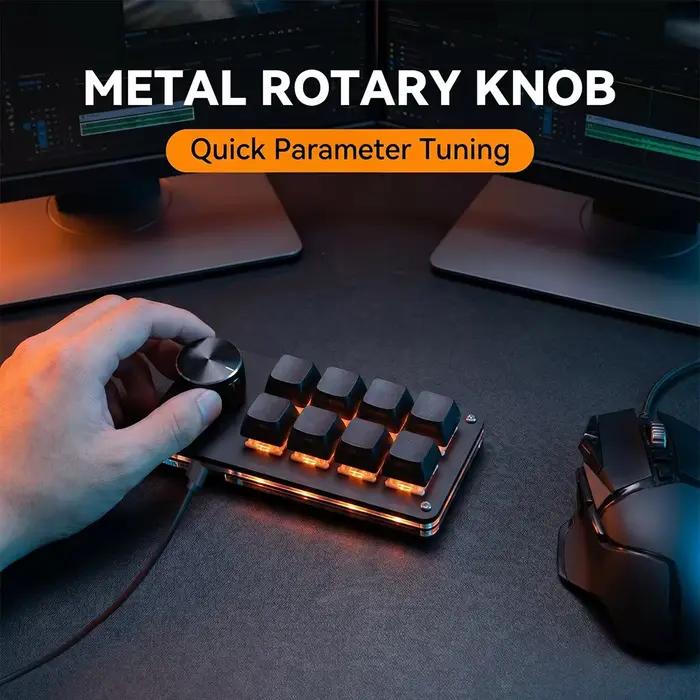 Clavier multifonctionnel à 8 touches mécanique pour bureaux, jeux et contrôle industriel en USB adaptable à plusieurs langues