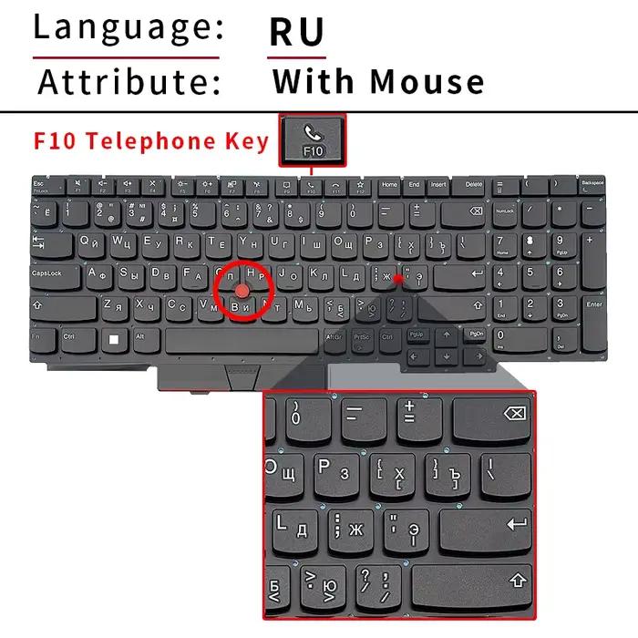Clavier d'ordinateur portable US/RU pour LENOVO ThinkPad E15 R15 GEN2/E15 Gen 2 Gen 3 Gen 4/ E15 2ème génération 2/E15