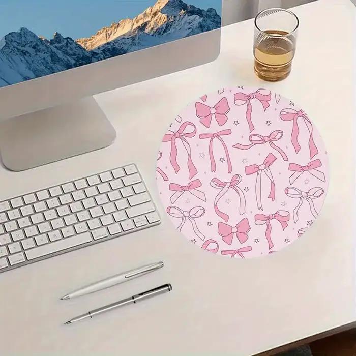 Tapis de souris rose à nœud