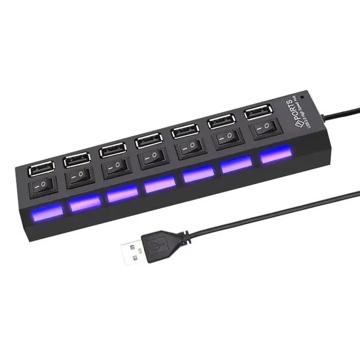 Multi USB Splitter airies avec interrupteur pour PC
