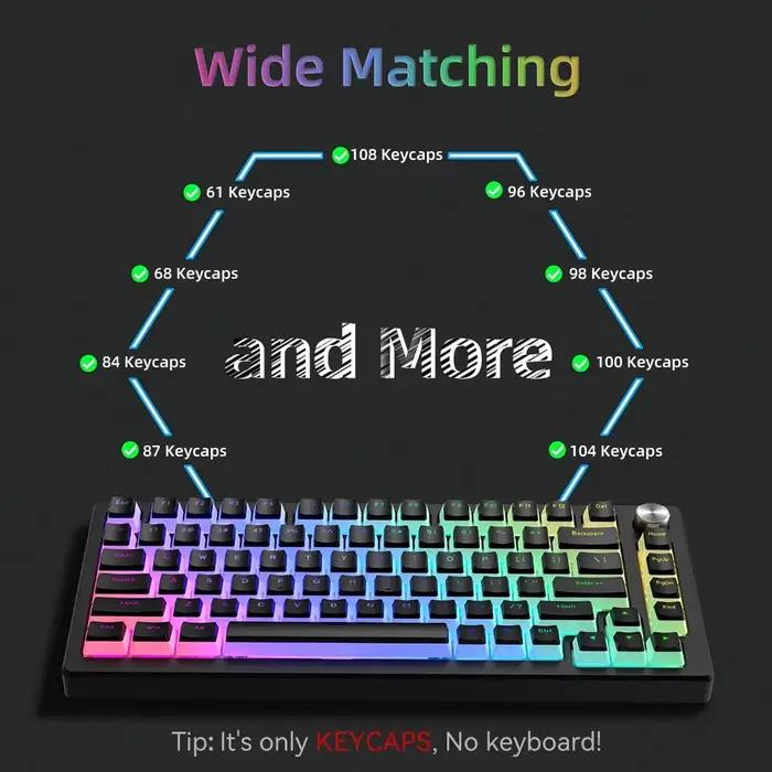Nouveau Pudding PBT Keycaps 129 touches Double injection translucide pour 60% 80% 100% disposition profil OEM pour clavier de jeu mécanique rvb
