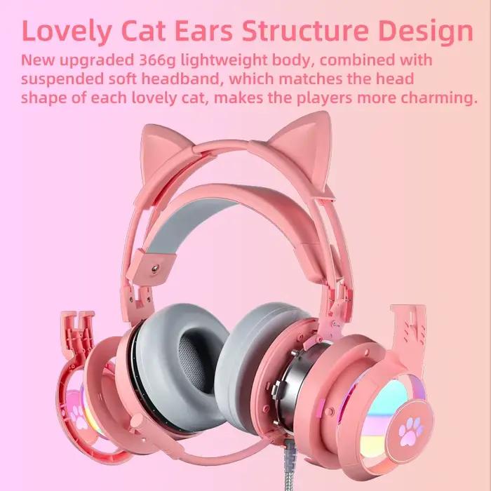 Casque de jeu rose pour PC