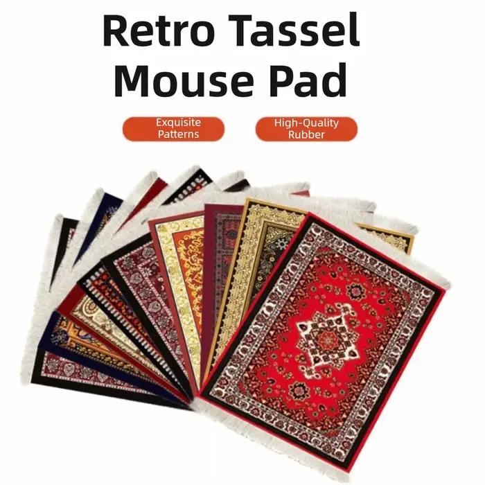 Tapis de souris multifonctionnel Bohemia Persian avec base en caoutchouc et pompon