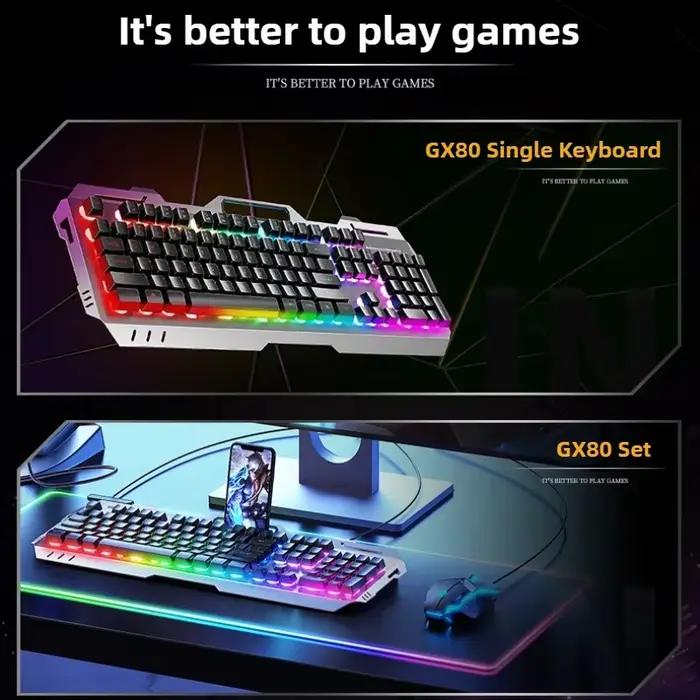 Clavier mécanique à panneau métallique 104 touches pour ordinateur portable