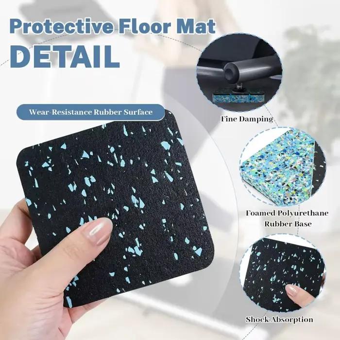 Tapis de tapis roulant (4 pièces), tapis pour équipement de sport, tapis en caoutchouc anti-vibration et anti-bruit pour vélo d'appartement, rameur