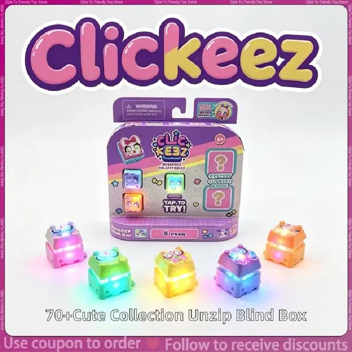 Clickeez Fidget Keycap Porte-clés Lumineux LED Interrupteur de Clavier Mécanique Anti-stress Boîte Mystère Breloque de Sac à Dos à Collectionner Cadeaux