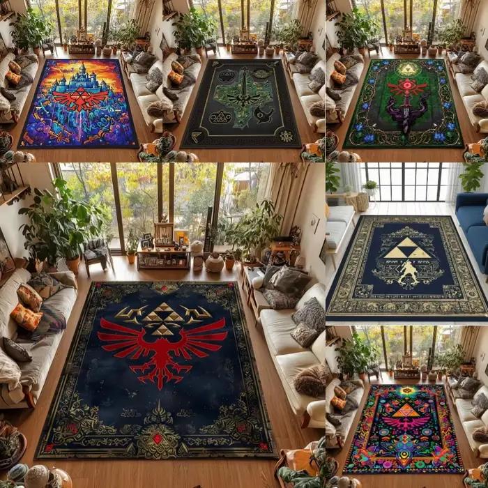 Tapis de château h-hyrule Graffiti-Triforce Gamer Room Decor