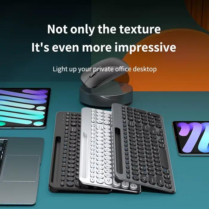 Clavier sans fil silencieux double mode : BT et 2