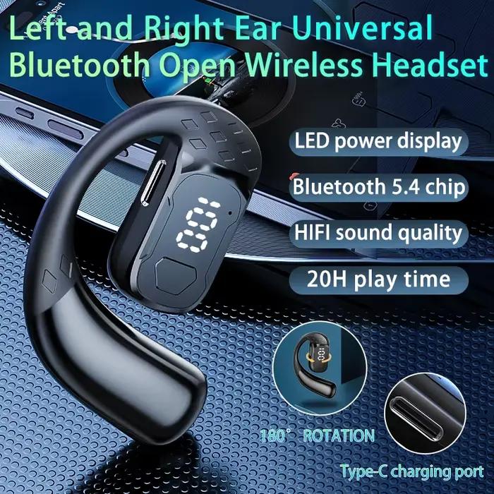 Casque sans fil 180 ° Rotation réglable gauche droite ouverte Bluetooth 5.4 oreille universelle écouteur micro Sport