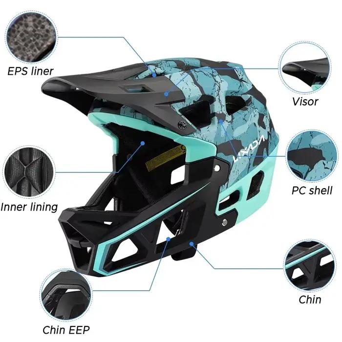Équipement de cyclisme de sécurité pour vélo de montagne, casque intégral pour adultes de course de descente avec 31 évents et visière réglable, hommes/femmes