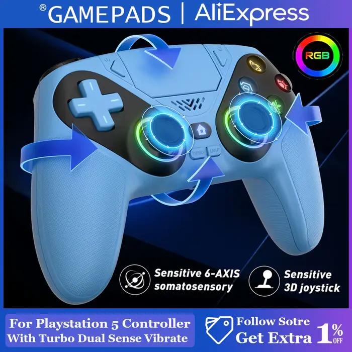 Manette de jeu sans fil PS5 avec éclairage RGB personnalisable pour PlayStation 5 et PC compatibilité turbo vibration programmation gaming occasions spéciales