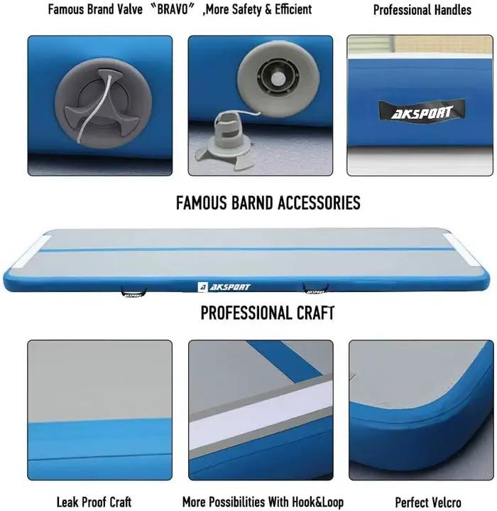 Tapis de gymnastique gonflable pour acrobaties, épais, léger, en PVC, portable, pour la maison, l'entraînement en extérieur