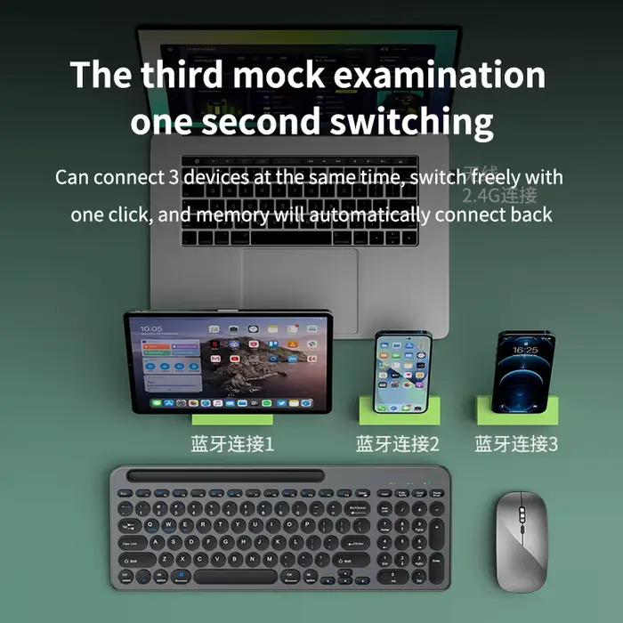 Clavier sans fil silencieux double mode : BT et 2