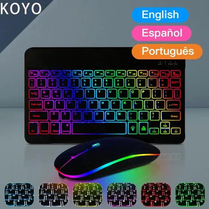 10 pouces rvb rétro-éclairé clavier Bluetooth Rechargeable