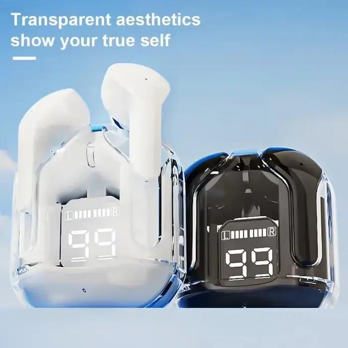 Écouteurs sans fil, boîtier de chargement Transparent
