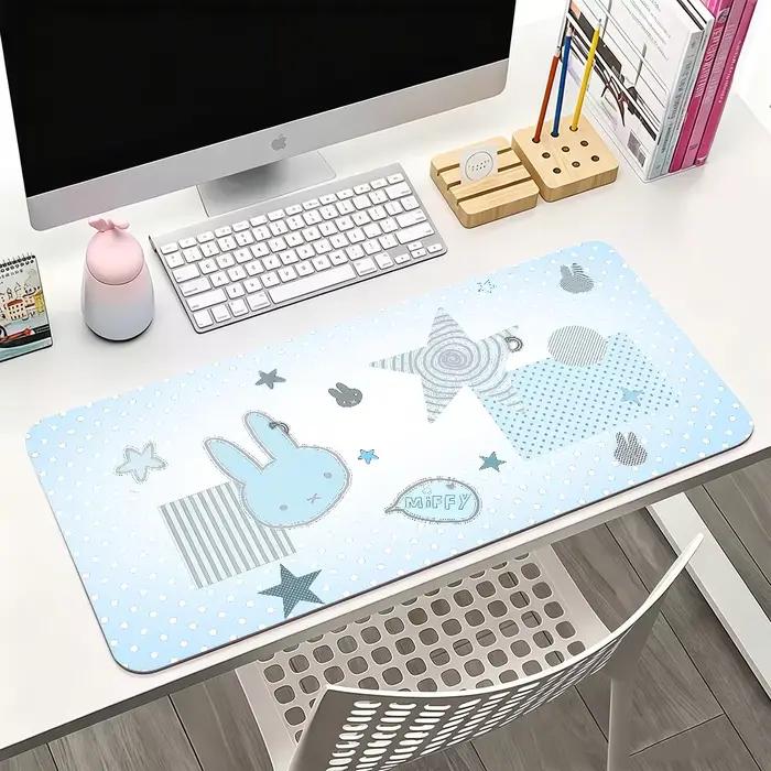Tapis de souris M-Miffy CUTE bleu gris avec repose-poignet pour bureau et jeux imperméable et antidérapant caoutchouc haute qualité occasions spéciales et cadeaux professionnels et créatifs